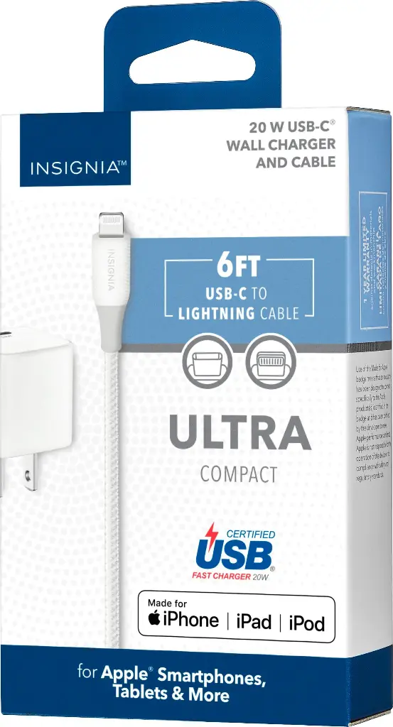 Chargeur insigna 20w avec cable usb-c to lightning